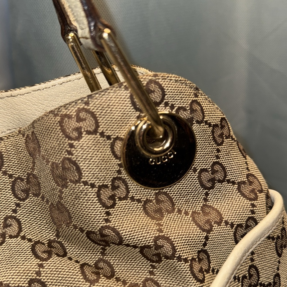 Gucci Eclipse Canvas and Cream Leather Bag with COA - Picture 3 of 15